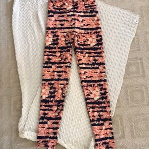 LulaRoe OS Blue and Pink Floral Print Leggings